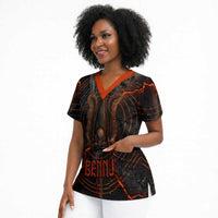 Bennu Scrub Top Ancient Egyptian Lava Crack Texture, Phoenix Firebird and Reborn from Chaos - Wonder Print Shop