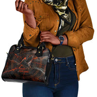 Bennu Shoulder Handbag Ancient Egyptian Lava Crack Texture, Phoenix Firebird and Reborn from Chaos - Wonder Print Shop