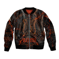 Bennu Sleeve Zip Bomber Jacket Ancient Egyptian Lava Crack Texture, Phoenix Firebird and Reborn from Chaos - Wonder Print Shop