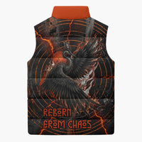 Bennu Sleeveless Puffer Jacket Ancient Egyptian Lava Crack Texture, Phoenix Firebird and Reborn from Chaos - Wonder Print Shop