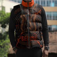 Bennu Sleeveless Puffer Jacket Ancient Egyptian Lava Crack Texture, Phoenix Firebird and Reborn from Chaos - Wonder Print Shop