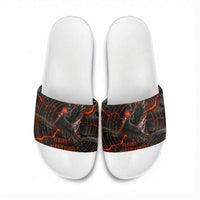 Bennu Slide Sandals Ancient Egyptian Lava Crack Texture, Phoenix Firebird and Reborn from Chaos - Wonder Print Shop