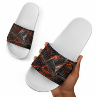 Bennu Slide Sandals Ancient Egyptian Lava Crack Texture, Phoenix Firebird and Reborn from Chaos - Wonder Print Shop