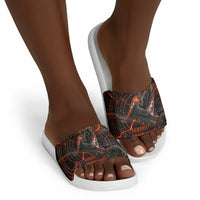 Bennu Slide Sandals Ancient Egyptian Lava Crack Texture, Phoenix Firebird and Reborn from Chaos - Wonder Print Shop