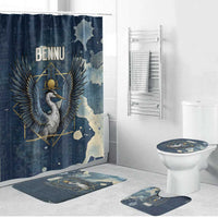 Bennu Ancient Egyptian Bathroom Set with Deep Blue Ink Wash, Winged Bennu Bird and Soul of Ra - Wonder Print Shop