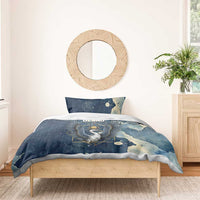Bennu Ancient Egyptian Bedding Set with Deep Blue Ink Wash, Winged Bennu Bird and Soul of Ra - Wonder Print Shop