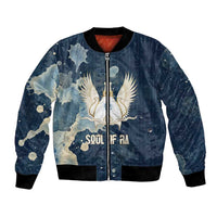 Bennu Ancient Egyptian Bomber Jacket with Deep Blue Ink Wash, Winged Bennu Bird and Soul of Ra - Wonder Print Shop