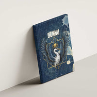 Bennu Ancient Egyptian Canvas Wall Art with Deep Blue Ink Wash, Winged Bennu Bird and Soul of Ra - Wonder Print Shop