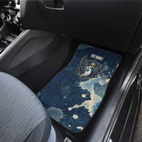 Bennu Ancient Egyptian Car Mats with Deep Blue Ink Wash, Winged Bennu Bird and Soul of Ra - Wonder Print Shop
