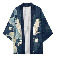 Bennu Ancient Egyptian Kimono with Deep Blue Ink Wash, Winged Bennu Bird and Soul of Ra - Wonder Print Shop