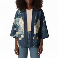 Bennu Ancient Egyptian Kimono with Deep Blue Ink Wash, Winged Bennu Bird and Soul of Ra - Wonder Print Shop