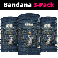Bennu Ancient Egyptian Neck Gaiter with Deep Blue Ink Wash, Winged Bennu Bird and Soul of Ra - Wonder Print Shop