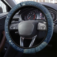 Bennu Ancient Egyptian Steering Wheel Cover with Deep Blue Ink Wash, Winged Bennu Bird and Soul of Ra - Wonder Print Shop