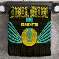 Kazakhstan National Emblem Bedding Set with Black Tribal Pattern and Sun Eagle Motif