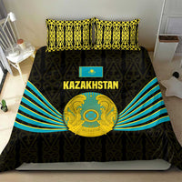Kazakhstan National Emblem Bedding Set with Black Tribal Pattern and Sun Eagle Motif
