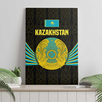 Kazakhstan National Emblem Canvas Wall Art with Black Tribal Pattern and Sun Eagle Motif