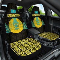 Kazakhstan National Emblem Car Seat Cover with Black Tribal Pattern and Sun Eagle Motif