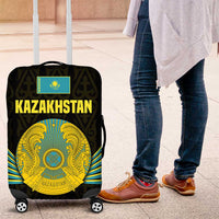 Kazakhstan National Emblem Luggage Cover with Black Tribal Pattern and Sun Eagle Motif