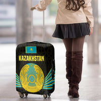 Kazakhstan National Emblem Luggage Cover with Black Tribal Pattern and Sun Eagle Motif