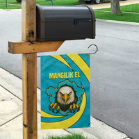 Kazakhstan National Flag Garden Flag with Mangilik El Bald Eagle and Blue Tribal Pattern