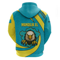 Kazakhstan National Flag Hoodie with Mangilik El Bald Eagle and Blue Tribal Pattern