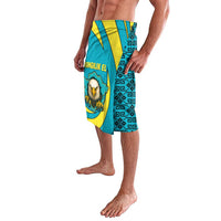 Kazakhstan National Flag Lavalava with Mangilik El Bald Eagle and Blue Tribal Pattern