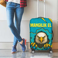 Kazakhstan National Flag Luggage Cover with Mangilik El Bald Eagle and Blue Tribal Pattern