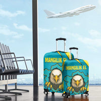 Kazakhstan National Flag Luggage Cover with Mangilik El Bald Eagle and Blue Tribal Pattern
