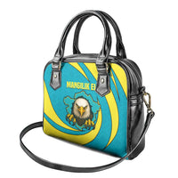 Kazakhstan National Flag Shoulder Handbag with Mangilik El Bald Eagle and Blue Tribal Pattern