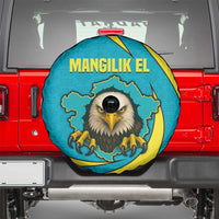 Kazakhstan National Flag Spare Tire Cover with Mangilik El Bald Eagle and Blue Tribal Pattern