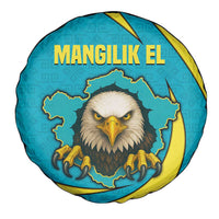 Kazakhstan National Flag Spare Tire Cover with Mangilik El Bald Eagle and Blue Tribal Pattern