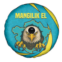 Kazakhstan National Flag Spare Tire Cover with Mangilik El Bald Eagle and Blue Tribal Pattern