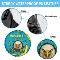 Kazakhstan National Flag Spare Tire Cover with Mangilik El Bald Eagle and Blue Tribal Pattern