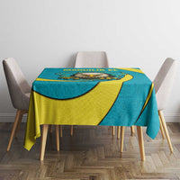 Kazakhstan National Flag Tablecloth with Mangilik El Bald Eagle and Blue Tribal Pattern