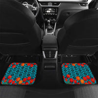 Kazakhstan National Flag Car Mats with Red Tulip Bloom and Blue Yellow Ethnic Motif