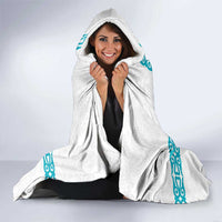 Kazakhstan National Symbols Hooded Blanket with Tribal Animal Crest and Blue Ethnic Motif on White