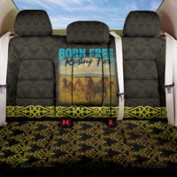 Kazakhstan Born Free Riding Far Back Car Seat Cover with Wild Horses and Gold Tribal Pattern on Black