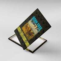 Kazakhstan Born Free Riding Far Canvas Wall Art with Wild Horses and Gold Tribal Pattern on Black