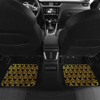 Kazakhstan Born Free Riding Far Car Mats with Wild Horses and Gold Tribal Pattern on Black