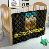 Kazakhstan Born Free Riding Far Quilt with Wild Horses and Gold Tribal Pattern on Black