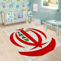 Iran Flag Pattern Area Rug with Bold Red National Emblem Design