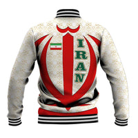 Iran Flag Pattern Baseball Jacket with Bold Red National Emblem Design