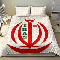 Iran Flag Pattern Bedding Set with Bold Red National Emblem Design