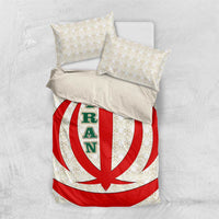 Iran Flag Pattern Bedding Set with Bold Red National Emblem Design