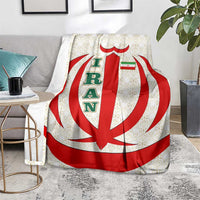 Iran Flag Pattern Blanket with Bold Red National Emblem Design