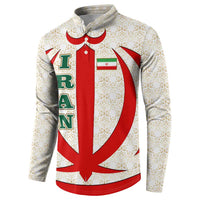 Iran Flag Pattern Button Sweatshirt with Bold Red National Emblem Design