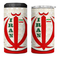 Iran Flag Pattern 4 in 1 Can Cooler Tumbler with Bold Red National Emblem Design