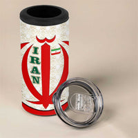Iran Flag Pattern 4 in 1 Can Cooler Tumbler with Bold Red National Emblem Design