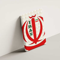 Iran Flag Pattern Canvas Wall Art with Bold Red National Emblem Design