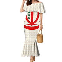 Iran Flag Pattern Family Matching Mermaid Dress and Hawaiian Shirt with Bold Red National Emblem Design